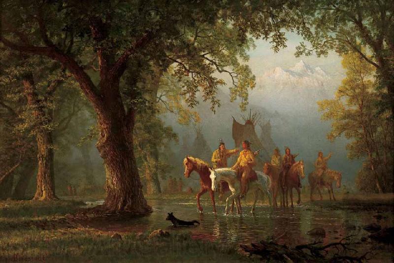 Albert Bierstadt Departure of an Indian War Party Norge oil painting art
